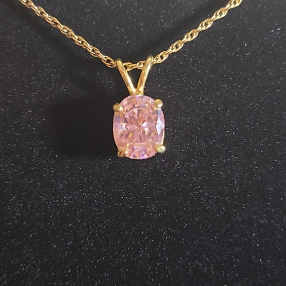 5.6ct Oval Pink Topaz Slide Pendant on approx. 18inch Rope Chain - Picture 4 of 8